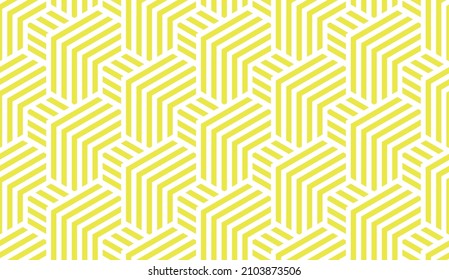 Abstract geometric pattern with stripes, lines. Seamless vector background. White and yellow ornament. Simple lattice graphic design