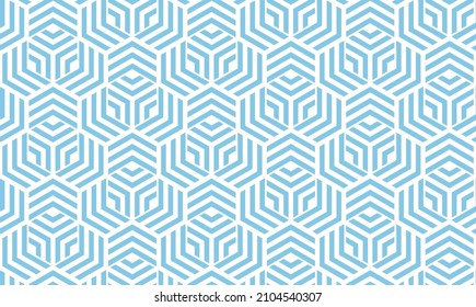 Abstract geometric pattern with stripes, lines. Seamless vector background. White and blue ornament. Simple lattice graphic design