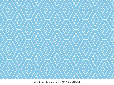 Abstract geometric pattern with stripes, lines. Seamless vector background. White and blue ornament. Simple lattice graphic design