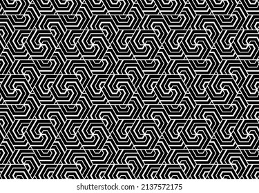 Abstract geometric pattern with stripes, lines. Seamless vector background. White and black ornament. Simple lattice graphic design