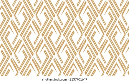 Abstract geometric pattern with stripes, lines. Seamless vector background. White and gold ornament. Simple lattice graphic design