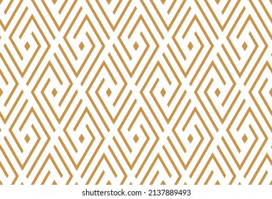 Abstract geometric pattern with stripes, lines. Seamless vector background. White and gold ornament. Simple lattice graphic design