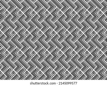 Abstract geometric pattern with stripes, lines. Seamless vector background. White and black ornament. Simple lattice graphic design