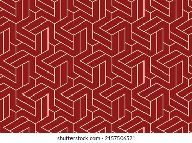 Resumen del patrón geométrico con rayas, líneas. Fondo vectorial impecable. Ornamento dorado y rojo. Diseño gráfico de letrinas simple
