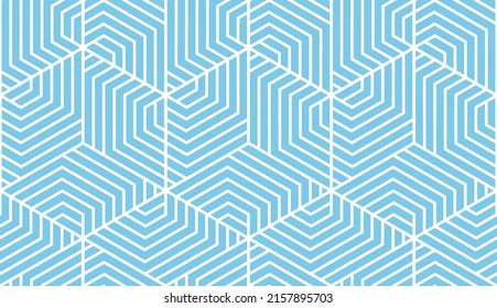 Abstract geometric pattern with stripes, lines. Seamless vector background. White and blue ornament. Simple lattice graphic design
