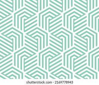 Abstract geometric pattern with stripes, lines. Seamless vector background. White and green ornament. Simple lattice graphic design