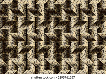 Abstract geometric pattern with stripes, lines. Seamless vector background. Gold and black ornament. Simple lattice graphic design