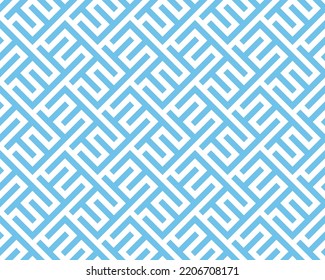 Abstract geometric pattern with stripes, lines. Seamless vector background. White and blue ornament. Simple lattice graphic design