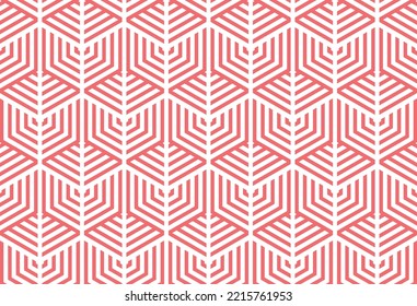 Abstract geometric pattern with stripes, lines. Seamless vector background. White and pink ornament. Simple lattice graphic design