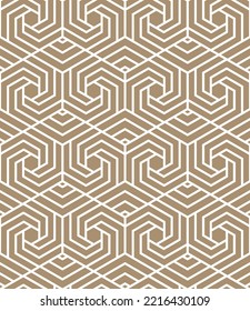Abstract geometric pattern with stripes, lines. Seamless vector background. White and beige ornament. Simple lattice graphic design