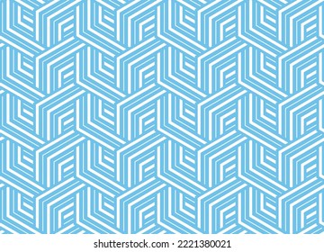 Abstract geometric pattern with stripes, lines. Seamless vector background. White and blue ornament. Simple lattice graphic design