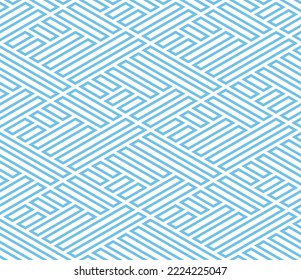 Abstract geometric pattern with stripes, lines. Seamless vector background. White and blue ornament. Simple lattice graphic design