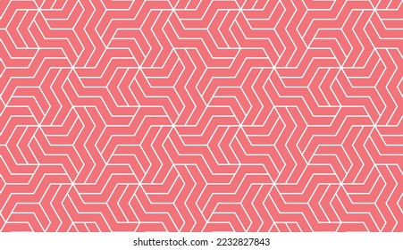 Abstract geometric pattern with stripes, lines. Seamless vector background. White and pink ornament. Simple lattice graphic design
