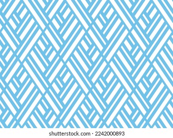 Abstract geometric pattern with stripes, lines. Seamless vector background. White and blue ornament. Simple lattice graphic design