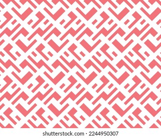 Abstract geometric pattern with stripes, lines. Seamless vector background. White and pink ornament. Simple lattice graphic design