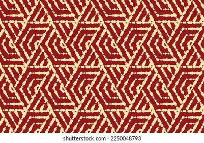 Abstract geometric pattern with stripes, lines. Seamless vector background. Gold and red ornament. Simple lattice graphic design
