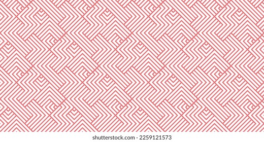 Abstract geometric pattern with stripes, lines. Seamless vector background. White and pink ornament. Simple lattice graphic design