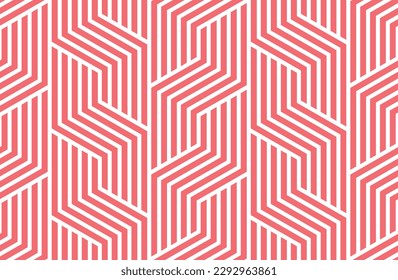 Abstract geometric pattern with stripes, lines. Seamless vector background. White and pink ornament. Simple lattice graphic design