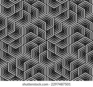Abstract geometric pattern with stripes, lines. Seamless vector background. White and black ornament. Simple lattice graphic design