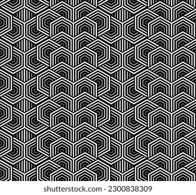 Abstract geometric pattern with stripes, lines. Seamless vector background. White and black ornament. Simple lattice graphic design