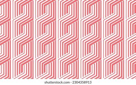 Abstract geometric pattern with stripes, lines. Seamless vector background. White and pink ornament. Simple lattice graphic design