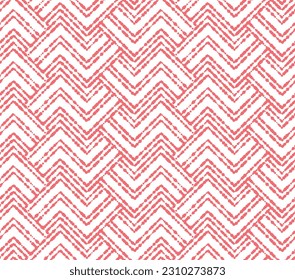 Abstract geometric pattern with stripes, lines. Seamless vector background. White and pink ornament. Simple lattice graphic design