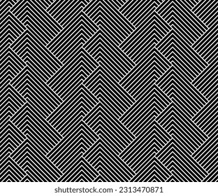 Abstract geometric pattern with stripes, lines. Seamless vector background. White and black ornament. Simple lattice graphic design.