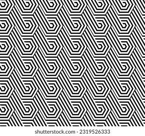 Abstraktes geometrisches Muster mit Streifen, Linien. Nahtloser Vektorhintergrund. Weiße und schwarze Ornamente. Einfaches Gitterdesign.