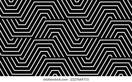 Abstract geometric pattern with stripes, lines. Seamless vector background. White and black ornament. Simple lattice graphic design.