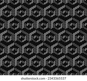 Abstract geometric pattern with stripes, lines. Seamless vector background. White and black ornament. Simple lattice graphic design.