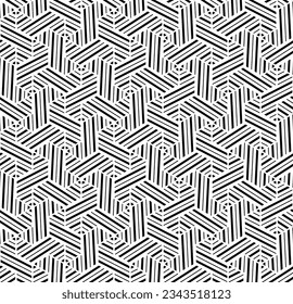Abstract geometric pattern with stripes, lines. Seamless vector background. White and black ornament. Simple lattice graphic design.