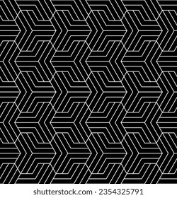 Abstract geometric pattern with stripes, lines. Seamless vector background. White and black ornament. Simple lattice graphic design.