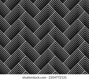 Abstract geometric pattern with stripes, lines. Seamless vector background. White and black ornament. Simple lattice graphic design.