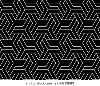 Abstract geometric pattern with stripes, lines. Seamless vector background. White and black ornament. Simple lattice graphic design.