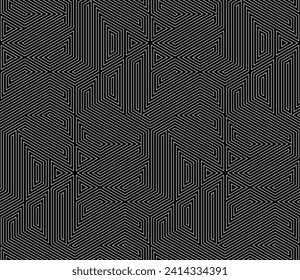 Abstract geometric pattern with stripes, lines. Seamless vector background. White and black ornament. Simple lattice graphic design.