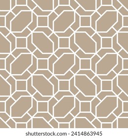 Abstract geometric pattern with stripes, lines. Seamless vector background. Gold and white ornament. Simple lattice graphic design