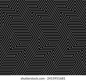 Abstract geometric pattern with stripes, lines. Seamless vector background. White and black ornament. Simple lattice graphic design.
