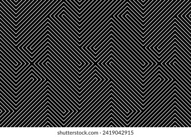 Abstract geometric pattern with stripes, lines. Seamless vector background. White and black ornament. Simple lattice graphic design.