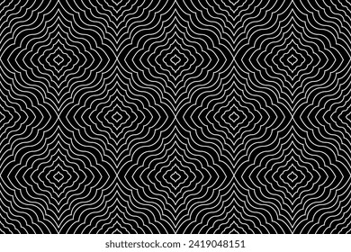 Abstract geometric pattern with stripes, lines. Seamless vector background. White and black ornament. Simple lattice graphic design.