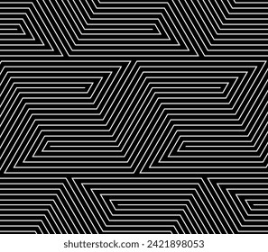 Abstract geometric pattern with stripes, lines. Seamless vector background. White and black ornament. Simple lattice graphic design.