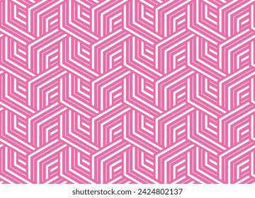 Abstract geometric pattern with stripes, lines. Seamless vector background. White and pink ornament. Simple lattice graphic design