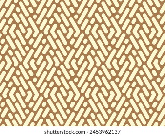 Abstract geometric pattern with stripes, lines. Seamless vector background. White and beige ornament. Simple lattice graphic design