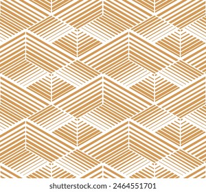 Abstract geometric pattern with stripes, lines. Seamless vector background. White and golden ornament. Simple lattice graphic design