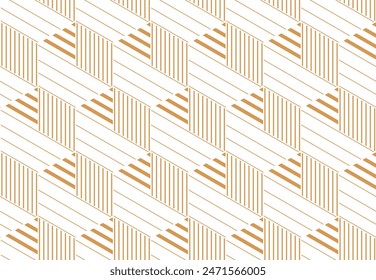 Abstraktes geometrisches Muster mit Streifen, Linien. Nahtloser Vektorgrafik-Hintergrund. Weiße und goldene Verzierung. einfaches Gitter-Grafikdesign