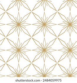 Abstract geometric pattern with stripes, lines. Seamless vector background. White and gold floral ornament. Modern reticulated graphic design.