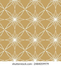 Abstract geometric pattern with stripes, lines. Seamless vector background. White and gold floral ornament. Modern reticulated graphic design.