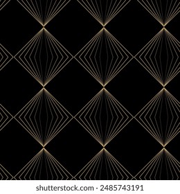 Abstractas patrón geométrico con rayas, líneas. Fondo de Vector inconsútil. Adorno negro y dorado. Moderno Diseño gráfico reticulado.