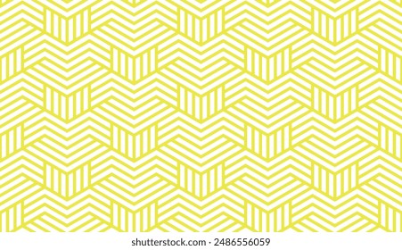 Abstract geometric pattern with stripes, lines. Seamless vector background. White and yellow ornament. Simple lattice graphic design