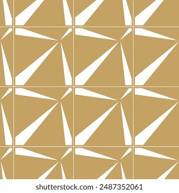 Abstract geometric pattern with stripes, lines. Seamless vector background. White and gold ornament. Modern reticulated graphic design.