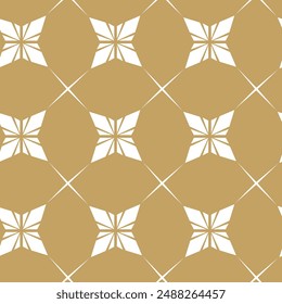Abstract geometric pattern with stripes, lines. Seamless vector background. White and gold floral ornament. Modern reticulated graphic design.